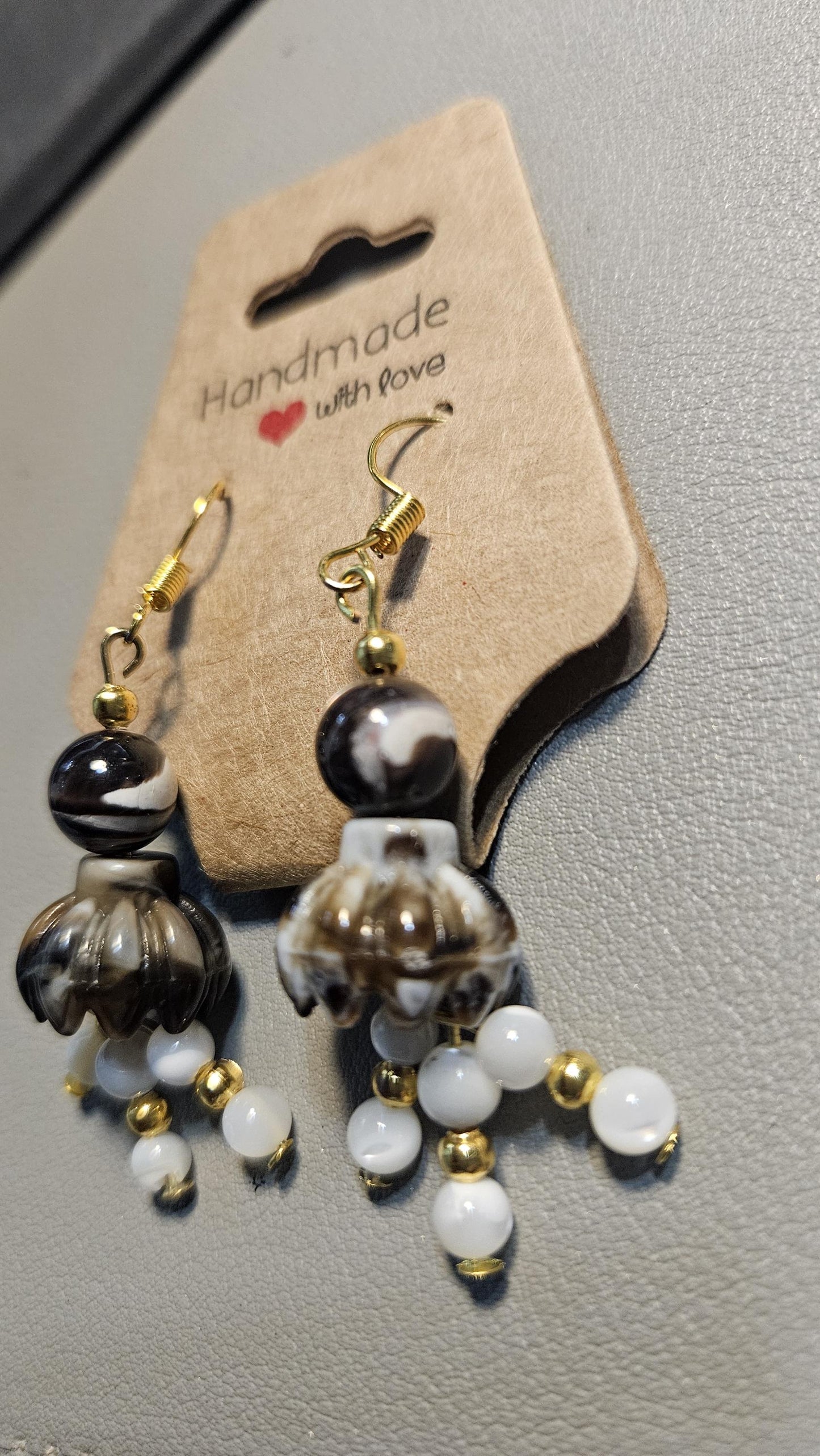 Natural shell dangly earrings with gold stainless steel earring findings. Women's jewelry. Perfect gift. One of a kind handmade
