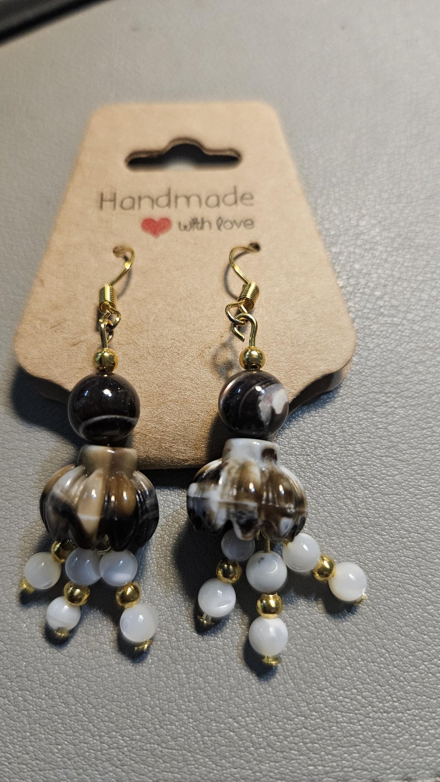 Natural shell dangly earrings with gold stainless steel earring findings. Women's jewelry. Perfect gift. One of a kind handmade